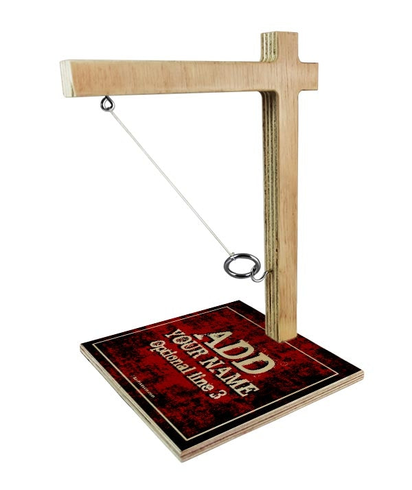 ADD YOUR NAME Tabletop Ring Toss Game - Red Grunge