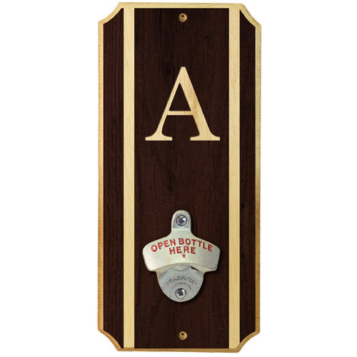 Monogrammed - Wall Mounted Wood Plaque Bottle Opener