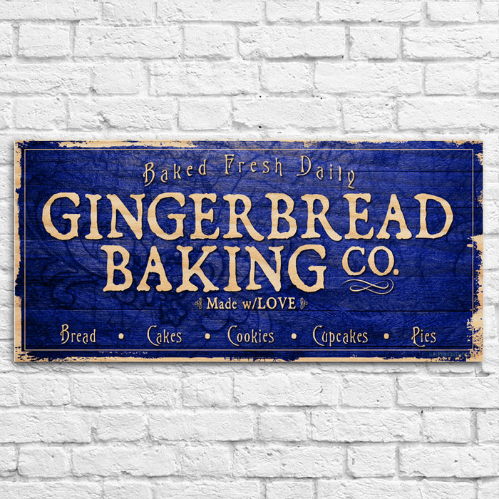 Large Vintage Wooden Holiday Bar Sign - Gingerbread Bakery - 11 3/4" x 23 3/4"