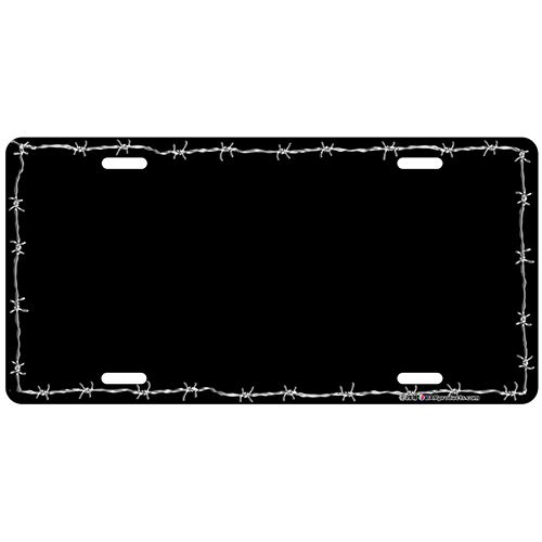Custom License Plate - Black Barbed Wire