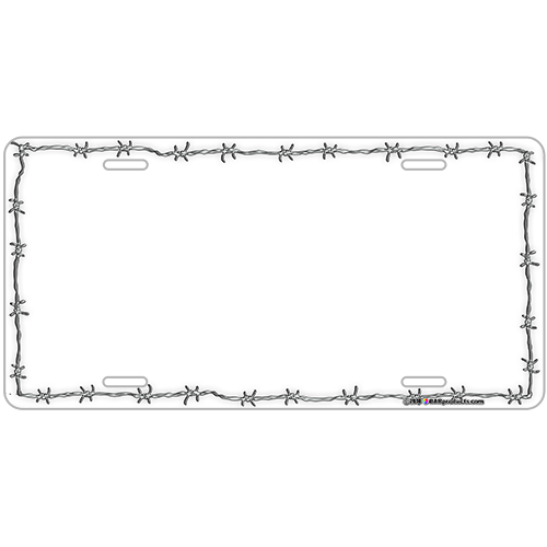 Custom License Plate - White Barbed Wire