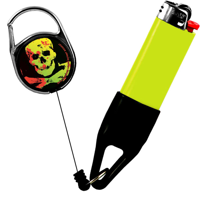 Premium Clip Lighter Leash® - Skulls - Green / Red / Black
