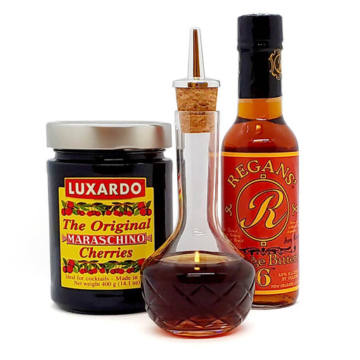 Luxardo Cherries and Regan's Orange Bitters with Bitters Bottle and Dasher Cork Set
