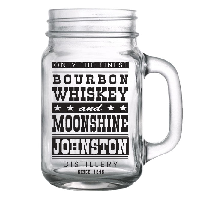 CUSTOMIZABLE - 16oz Mason Jar with Handle - Bourbon, Whiskey and