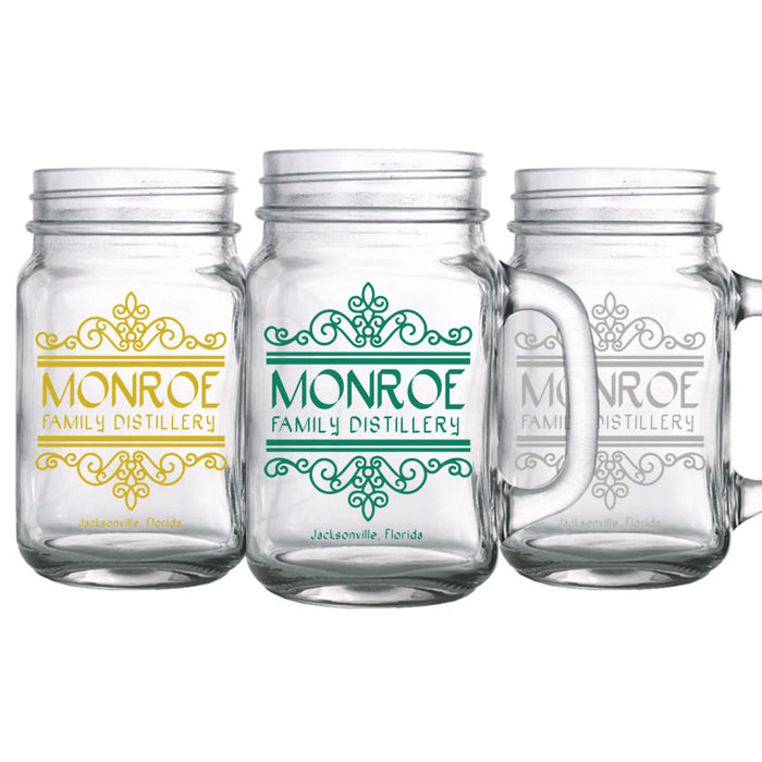 CUSTOMIZABLE - 16oz Mason Jar with Handle - Calligraphy — Bar Products