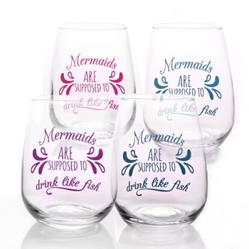Mermaid Stemless Wine Glass