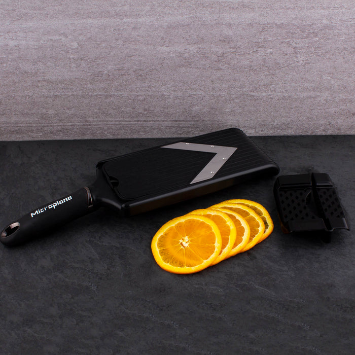 Microplane Adjustable V-Blade / Julienne Mandoline Food Slicer with Hand  Guard 