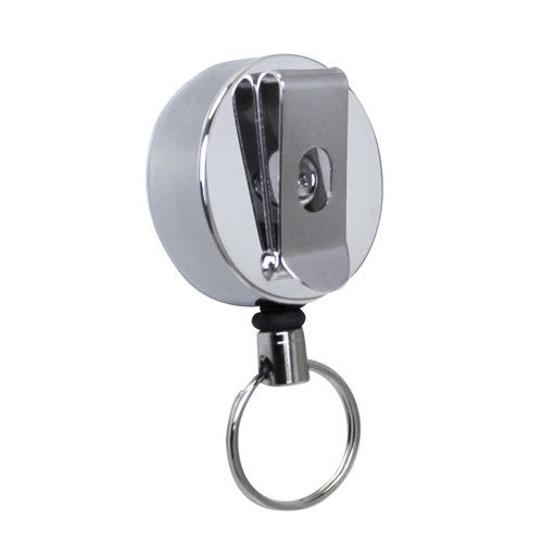 Mirrored Chrome Retractable Reel - Clip On Back