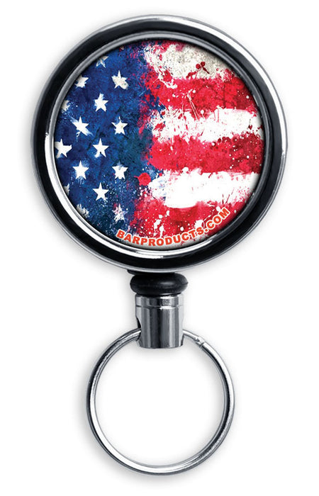Mirrored Chrome Retractable Reel ONLY – Grunge US Flag