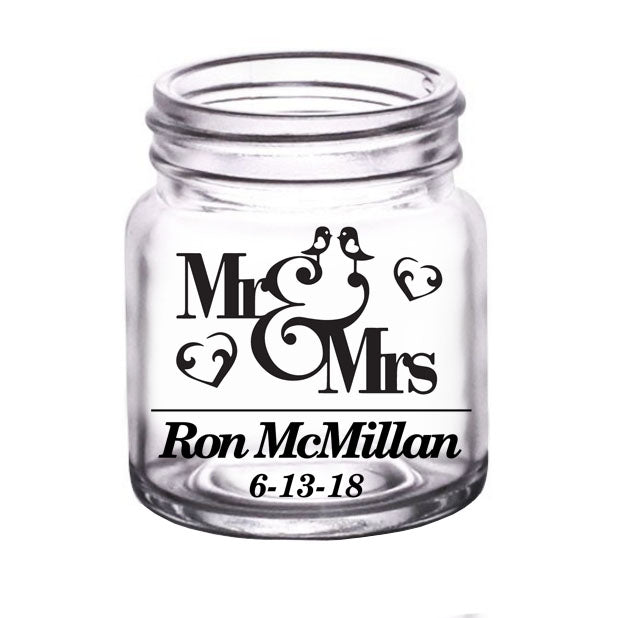 Etched Mason Jar Toasting Glasses Mr & Mrs