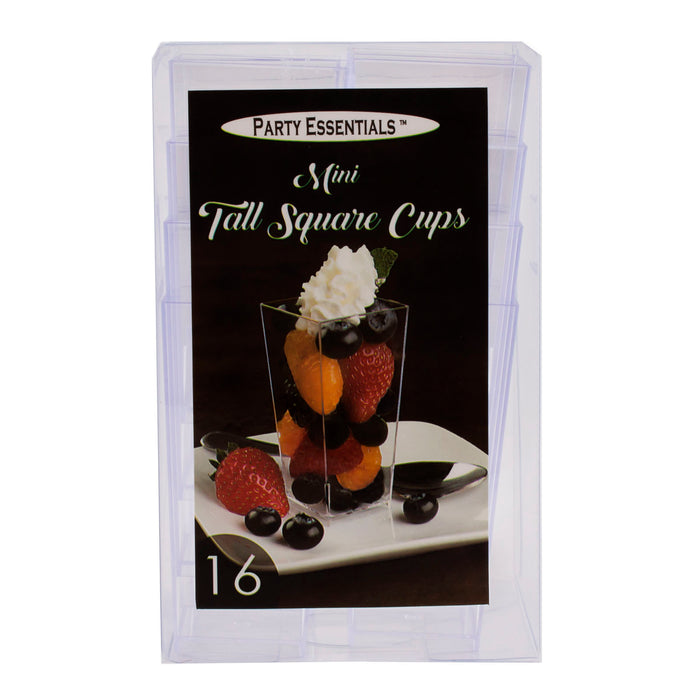 Clear Mini Tall Square Cups - 16 count - 3.5 ounce