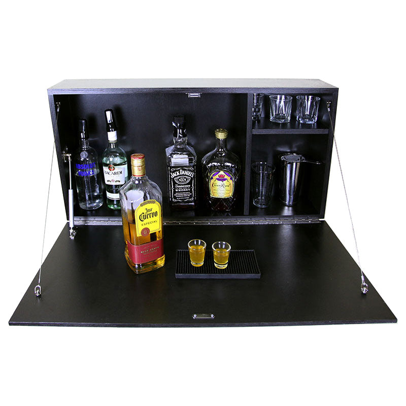 Murphy WalBAR™ - Black Open Front Bottles Glasses Alcohol Spirits