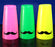 Mustache Cocktail Shaker Tins - All NEON Colors