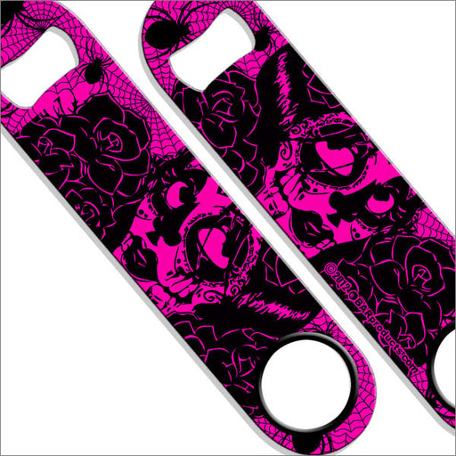 Speed Bottle Opener / Bar Key - Neon Pink Skeleton Girl
