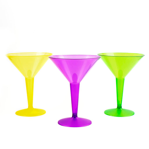 2 Piece Martini Glasses - Assorted Neon - 12 count - 9 ounce