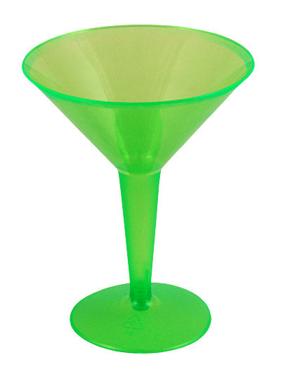 Plastic Martini Cups - Neon 8 ounce w/ Color Options - Pack of 10