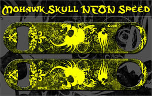 Speed Bottle Opener / Bar Key - Mohawk Skulls - Yellow