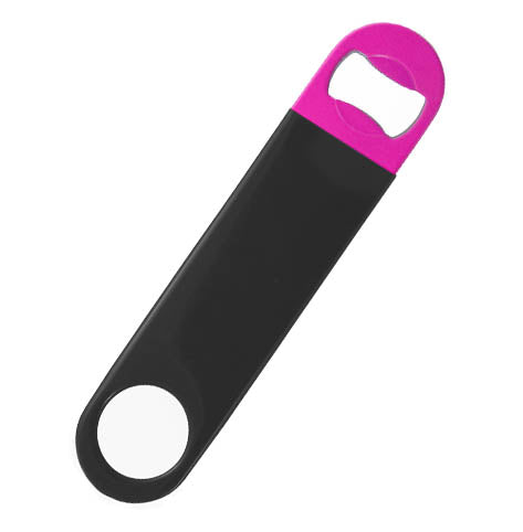 Speed Bottle Opener / Bar Key - Neon Pink w/ Black Vinyl Rubber Grip