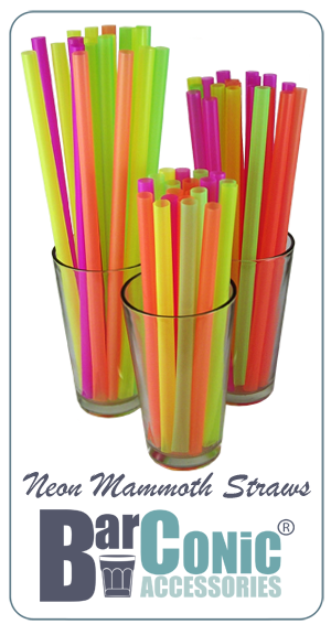 BarConic® Mammoth Straws - Assorted Neon w/ Variable Lengths - Packs of 200