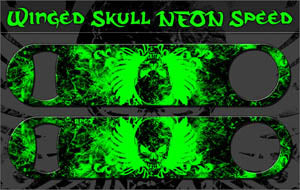 Speed Bottle Opener / Bar Key - Winged Skulls - Green