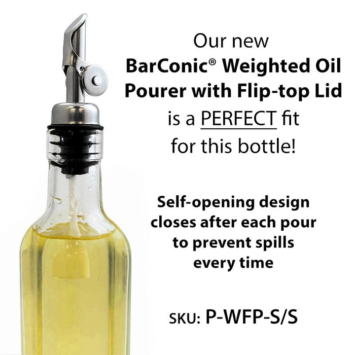 BarConic® Antique Oil and Vinegar Square Glass Bottle - 16oz 