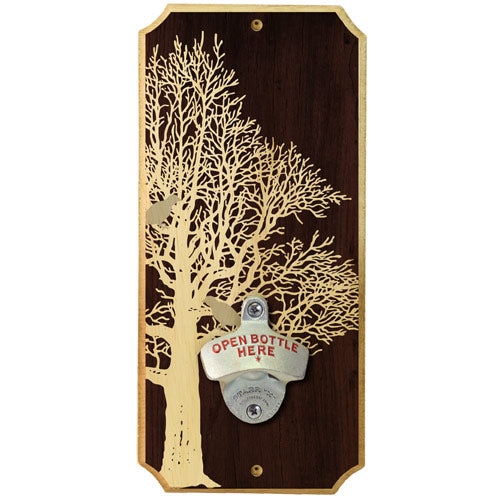 Oak Bird - Wall Mounted Wood Plaque Bottle Opener