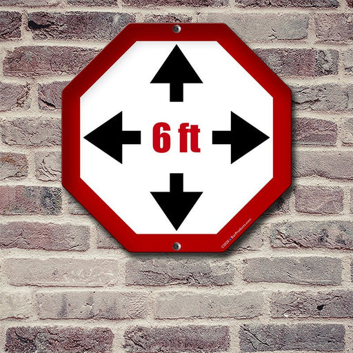 Octagon Metal Kolorcoat™ Sign - 6 Feet Apart