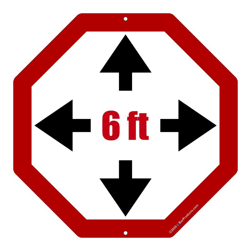 Octagon Metal Kolorcoat™ Sign - 6 Feet Apart - Bar Products — Bar Products