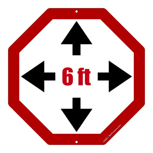 Octagon Metal Kolorcoat™ Sign - 6 Feet Apart