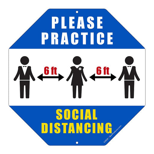 Octagon Metal Kolorcoat™ Sign - Social Distancing