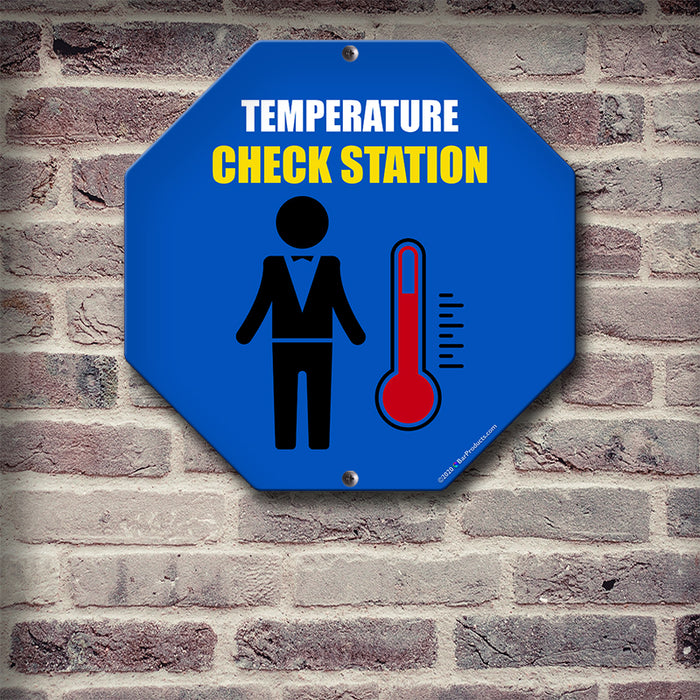 Octogon Metal Kolorcoat™  Sign - Temperature Check Station