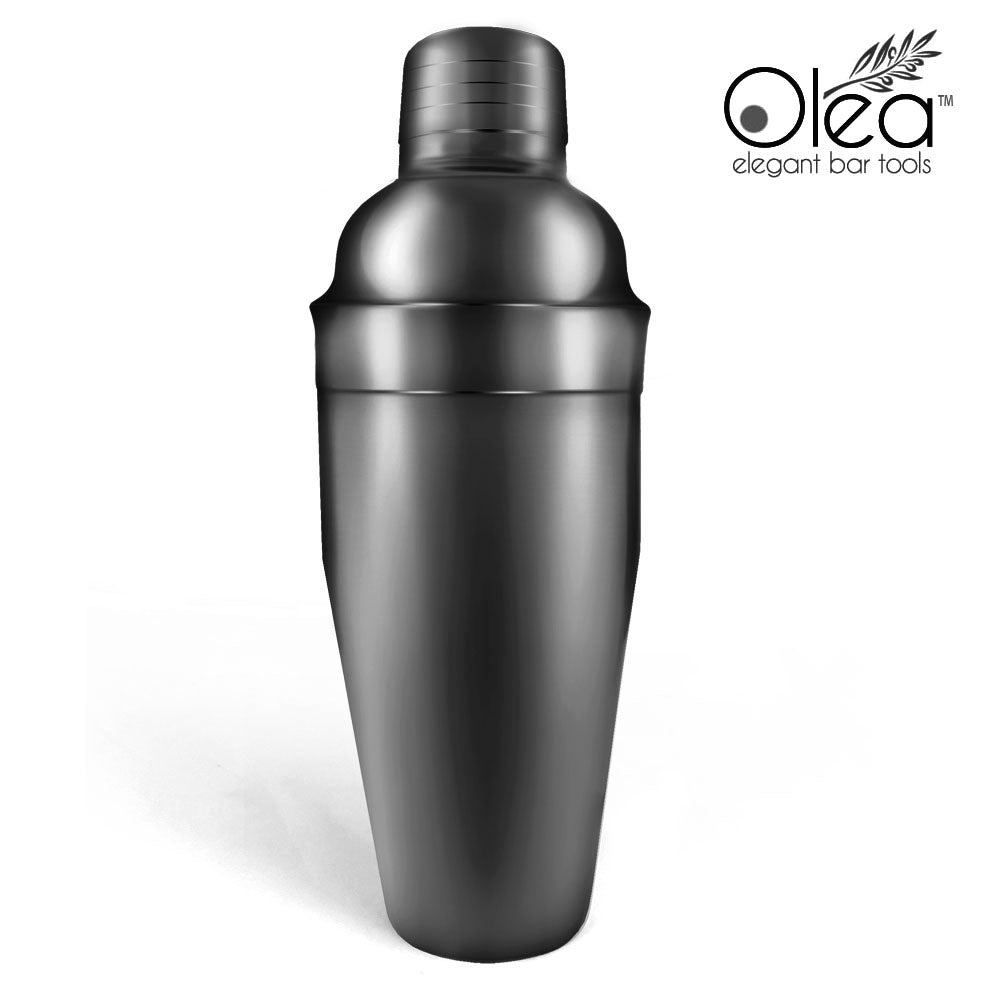 Olea 3-Piece Cocktail Shaker Deluxe - Gunmetal Plated - 24 Ounce