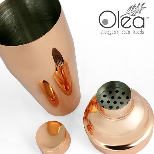 Olea™ 3-Piece Cocktail Shaker Deluxe - Copper Plated - 24 ounce