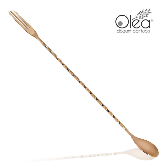 Olea™ Copper Plated Bar Spoon - Trident Fork Tip - 30cm Length 