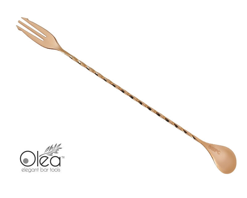 Olea™ Copper Plated Bar Spoon - Trident Fork Tip - 30cm Length 