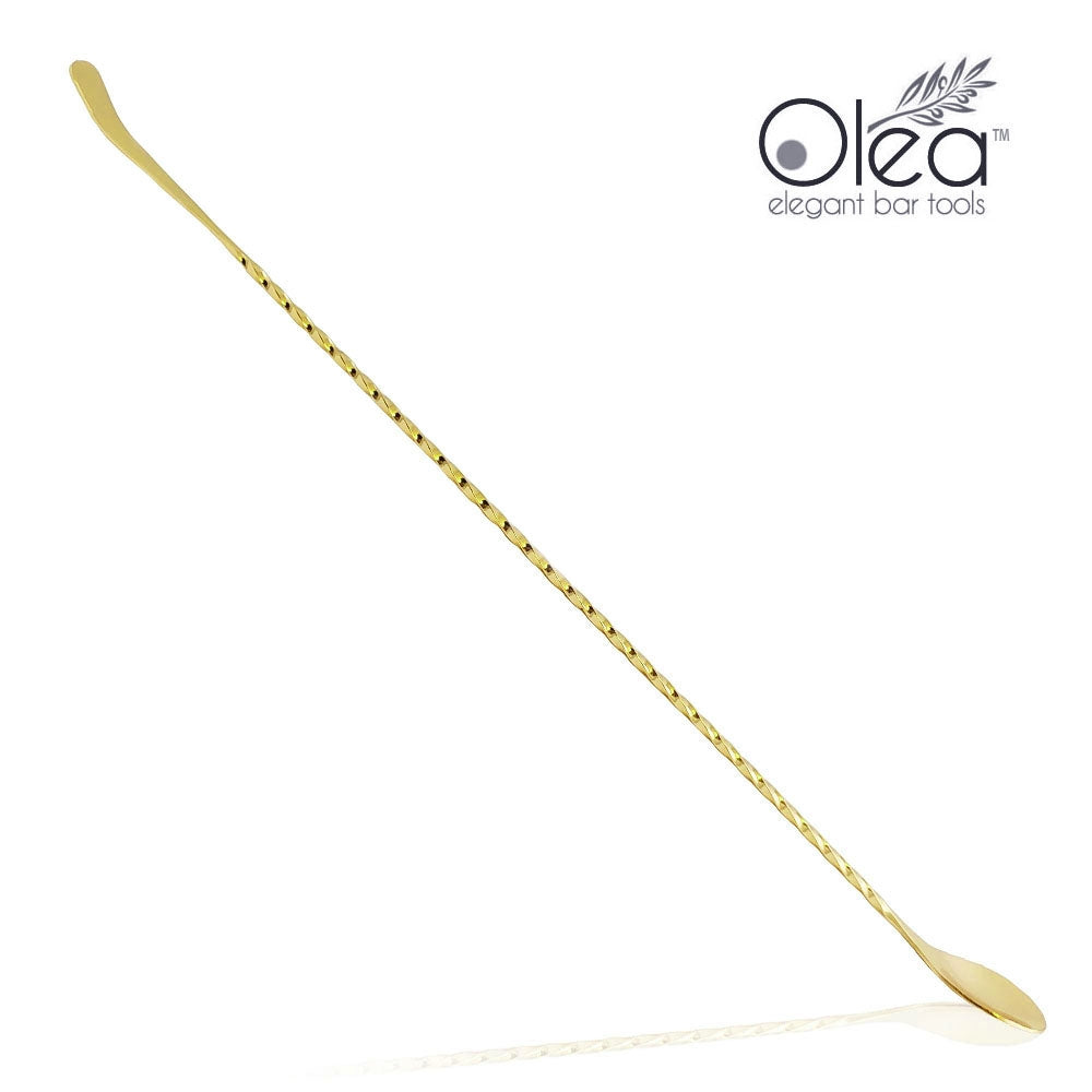 Olea™ Gold Plated Bar Spoon - Bent Tip - 40cm Length