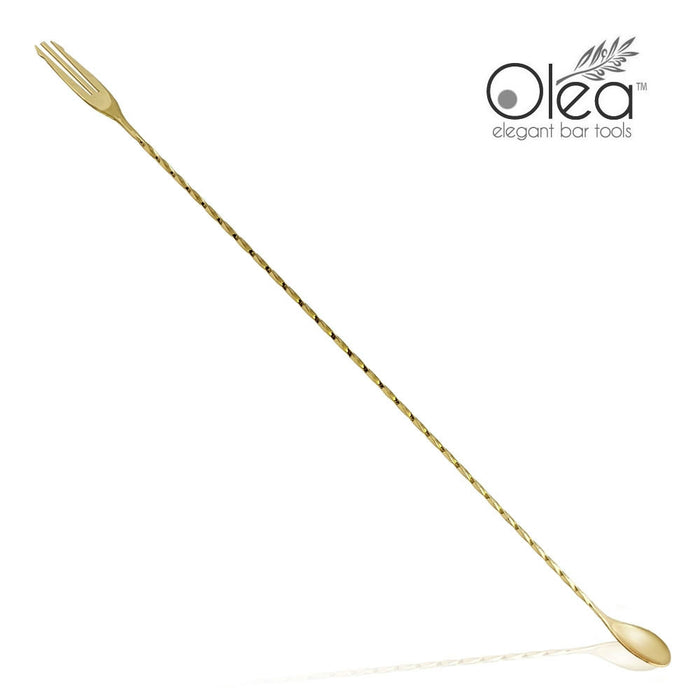 Olea™ Gold Plated Bar Spoon - Trident Fork Tip - 50cm Length