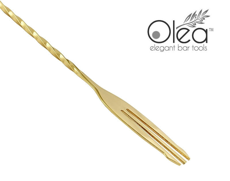 Olea™ Gold Plated Bar Spoon - Trident Fork Tip - 50cm Length