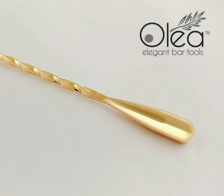 Olea™ Bar Set - Gold Plated - 4 Piece (Bar Spoon Tip Option)
