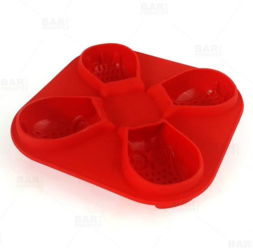 1pc Red Silicone Shot Glass Ice Cube Mold With Ice Tray Featuring 4 Grids  For Freezing, Reusable Small Ice Cube Maker And Tray, Refrigerator