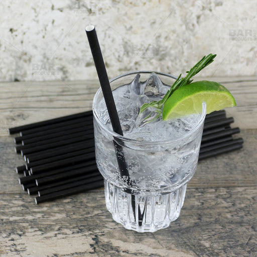BarConic® "Eco-Friendly" Paper Straws - 7 3/4" Solid Black - Packs of 100