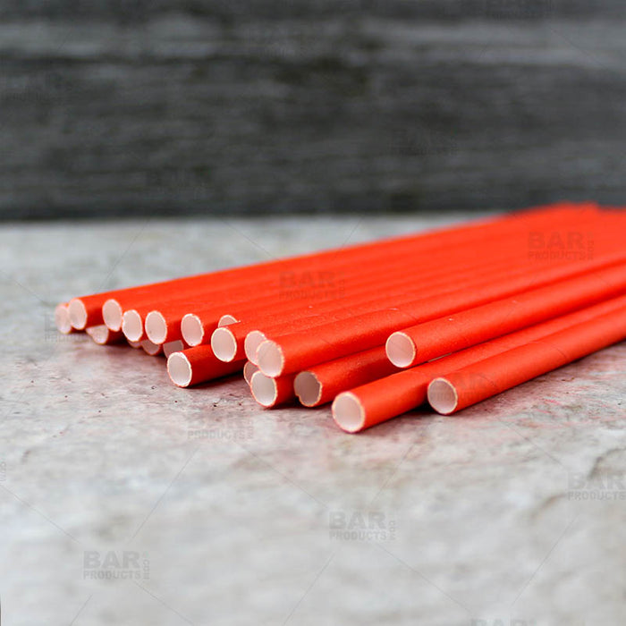 BarConic® "Eco-Friendly" Paper Straws - 7 3/4" Orange - Packs of 100