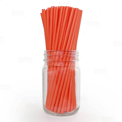 BarConic® "Eco-Friendly" Paper Straws - 7 3/4" Orange - Packs of 100