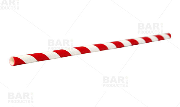 BarConic® Eco-Friendly Paper Straws - Red Stripe - 100 pack