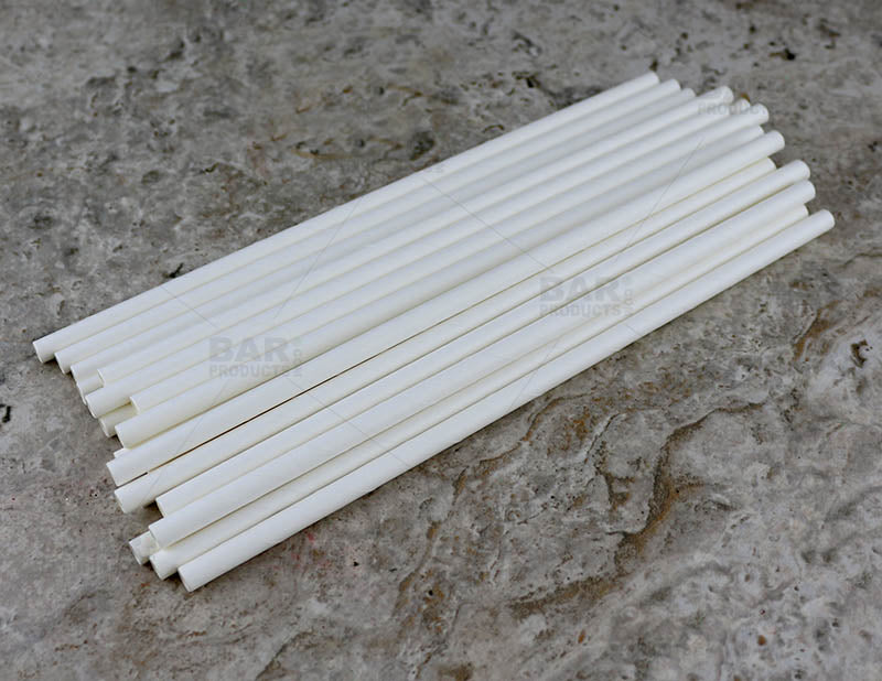 BarConic® "Eco-Friendly" Paper Straws - 7 3/4" Solid White - Packs of 100