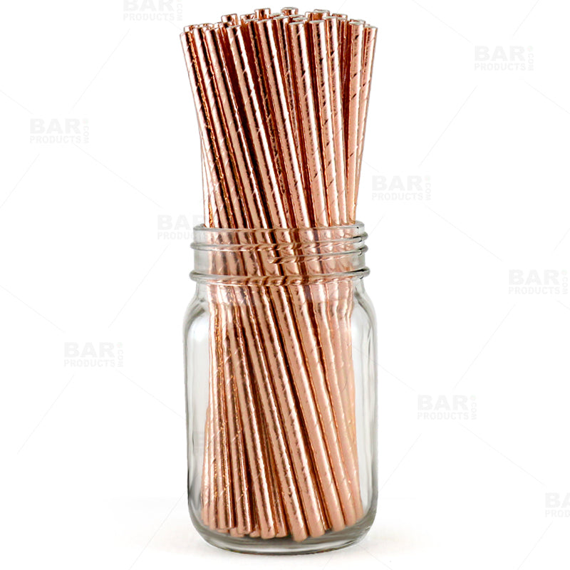 BarConic® Eco-Friendly Paper Straws - Copper Metallic - Pack of 100