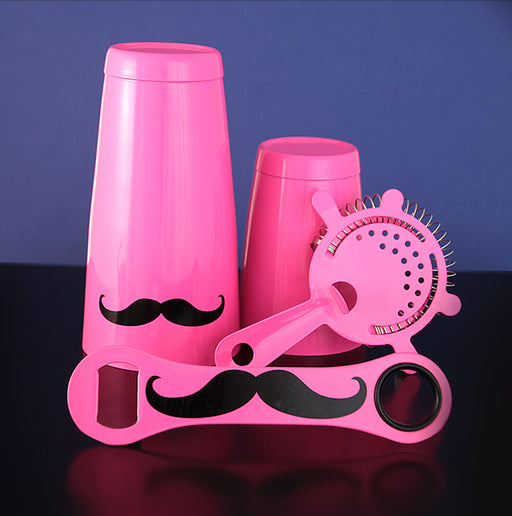 Mustache Bar Set - 4 Pieces - Neon Pink