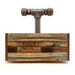 Box Caddy with Industrial Pipe Handle - Wood Plank Design