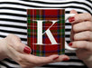 CUSTOMIZABLE 15 ounce Coffee Mug - MONOGRAM - Plaid Design