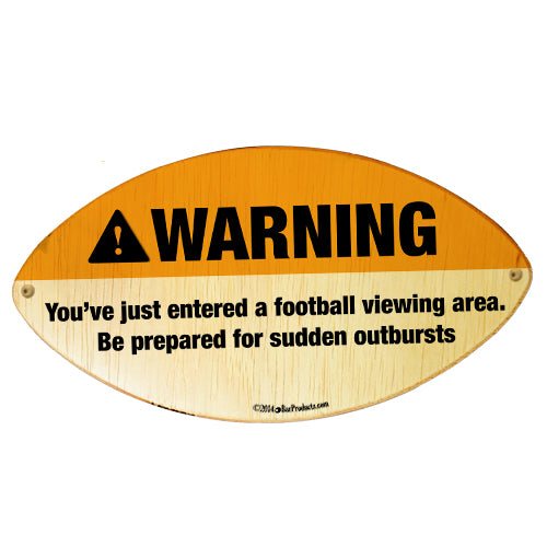 WARNING - Football Shaped Wall Plaque